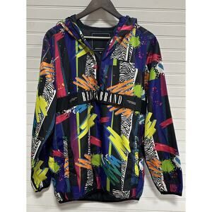 REASON RSN Brand Windbreaker Nylon Colorful 80s 90s Style Multicolor Mens Sz M